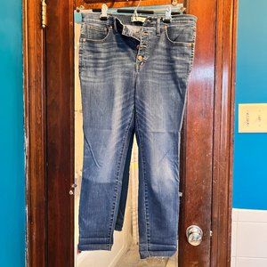 Madewell 10 inch high rise skinny crop jeans, button-front